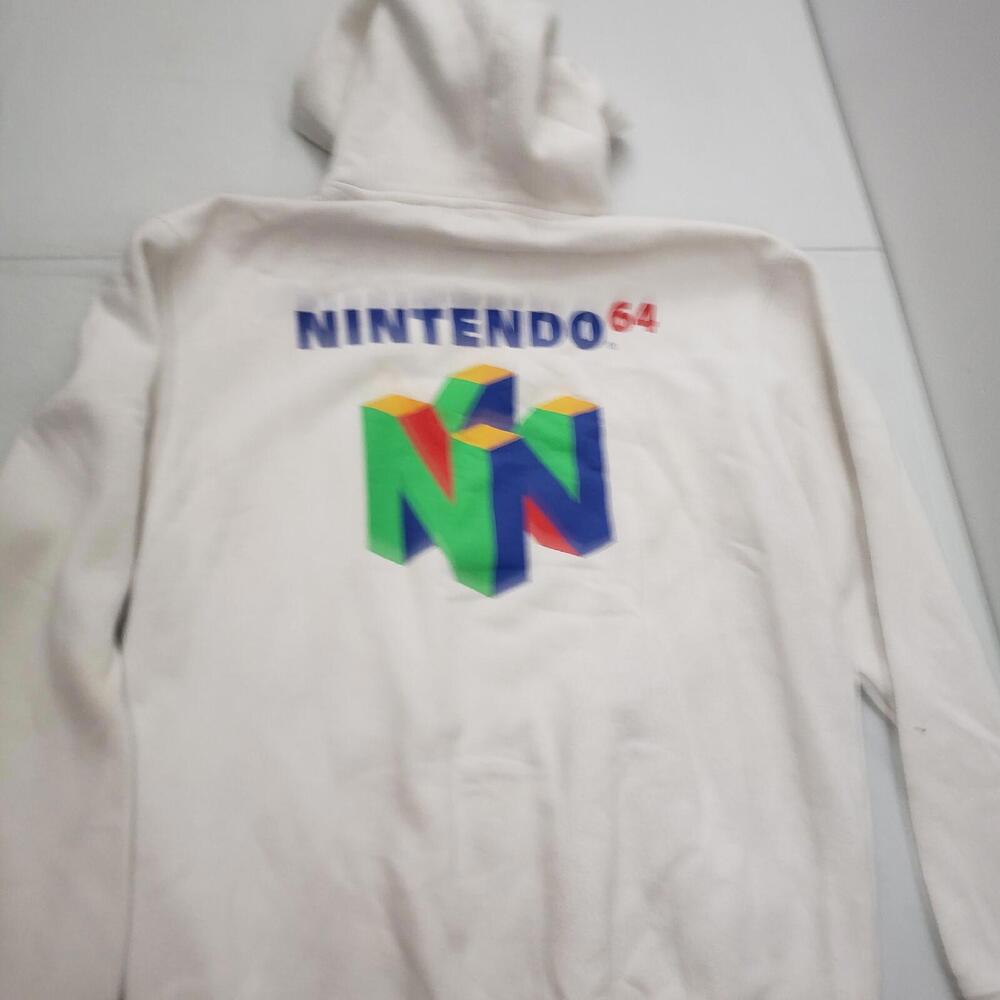 Nintendo 64 Men's M Hoodie Pullover Sweatshirt N64 White Size Medium Hooded